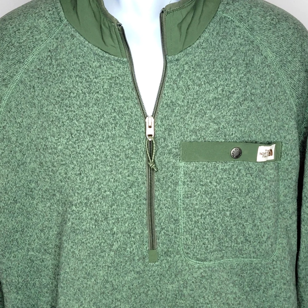 North Face Green Half-Zip Sweater‎ Line with Fleece Size XL